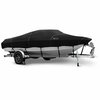 Eevelle Boat Cover FISH & SKI Walk Thru Windshield, Outboard Fits 18ft 6in L up to 96in W Black SFVNWT1896B-BLK